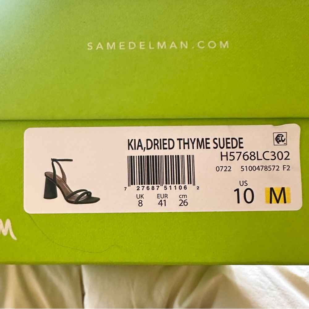 Sam Edelman Olive Green Suede Block Heel Sandals - Picture 3 of 13